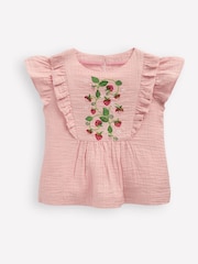 Boden Pink Embroidered Frilly Woven Top - Image 1 of 3