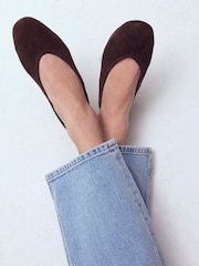 Boden Brown High Cut Ballet Flat Shoes - Image 1 of 6