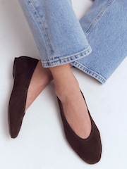 Boden Brown High Cut Ballet Flat Shoes - Image 2 of 6
