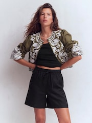 Boden Black Islington Linen Shorts - Image 1 of 7