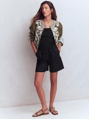 Boden Black Islington Linen Shorts - Image 6 of 7