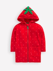 Boden Red Fun Romie Towelling Zip-Up Cover-Up - Image 1 of 3