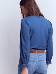 Blau - Boden Emily Pom Detail Ruffle Shirt - Bild 3 von 5