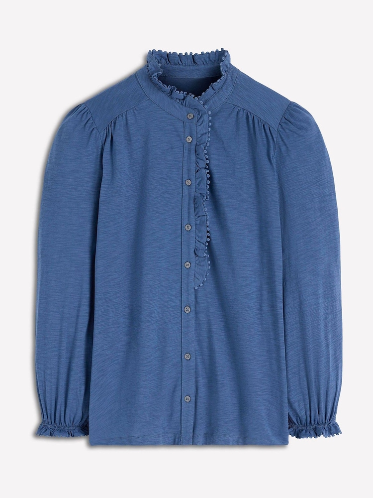 Blau - Boden Emily Pom Detail Ruffle Shirt - Bild 5 von 5