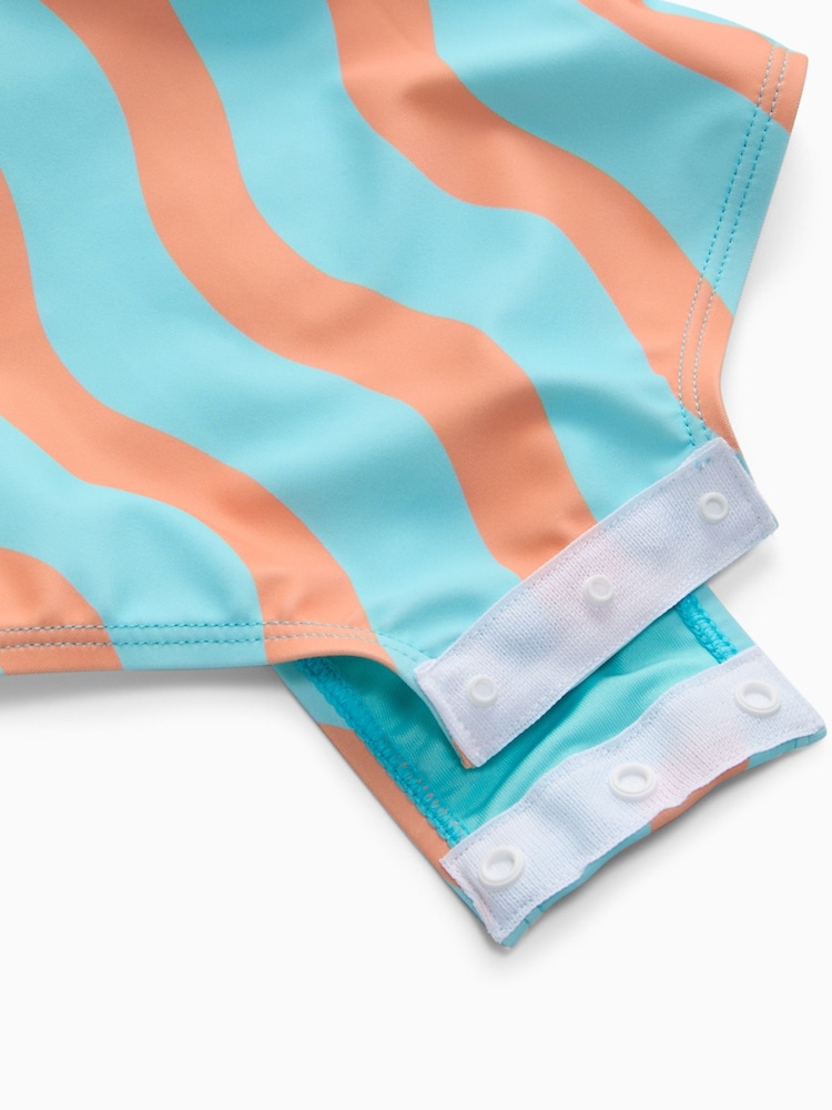 KIDLY by MORI Turquiose Orange Frill Detail Soft Swimsuit - Image 2 of 2 KIDLY by MORI Turquiose Orange Frill Detail Soft Swimsuit - Image 2 of 2