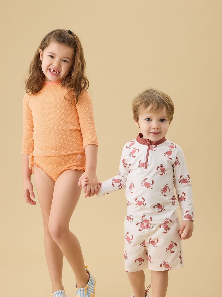 KIDLY by MORI Cream Sunsafe Zip Rash Vest - Image 1 of 6 KIDLY by MORI Cream Sunsafe Zip Rash Vest - Image 1 of 6