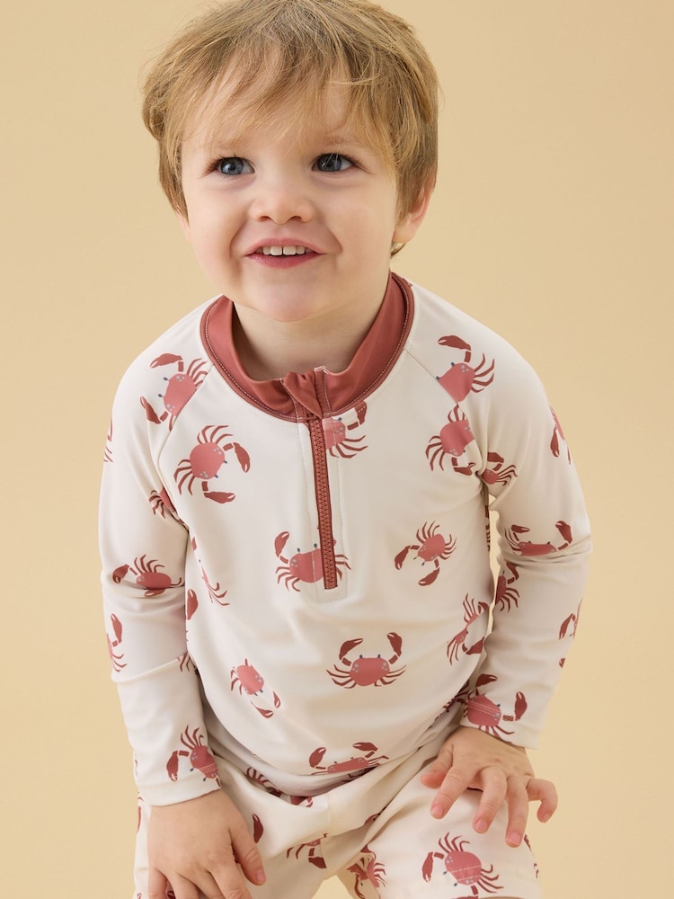 KIDLY by MORI Cream Sunsafe Zip Rash Vest - Image 2 of 6 KIDLY by MORI Cream Sunsafe Zip Rash Vest - Image 2 of 6