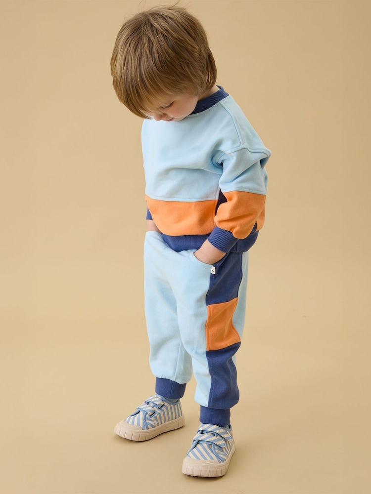 KIDLY by MORI Orange Colourblock Soft Cotton Joggers - Image 2 of 3