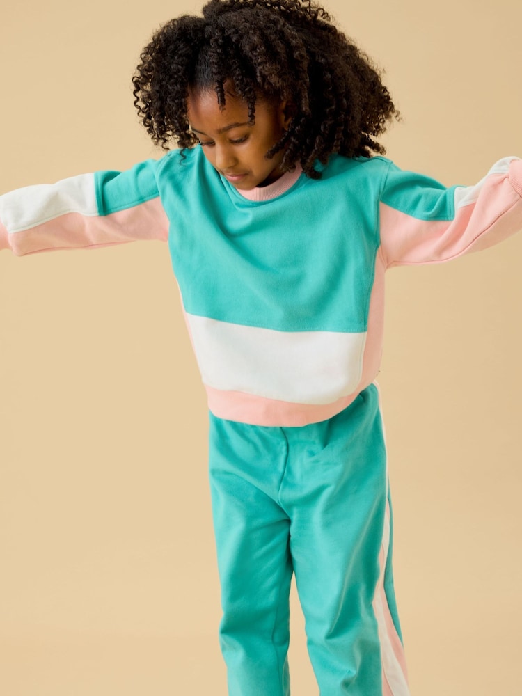 Μπλε - Φούτερ KIDLY by MORI Colorblock από απαλό βαμβάκι με φαρδιά μανίκια - Εικόνα 1 από 6