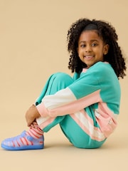 Μπλε - Φούτερ KIDLY by MORI Colorblock από απαλό βαμβάκι με φαρδιά μανίκια - Εικόνα 3 από 6