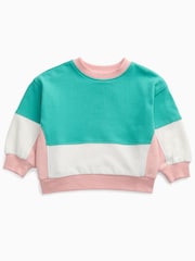 Μπλε - Φούτερ KIDLY by MORI Colorblock από απαλό βαμβάκι με φαρδιά μανίκια - Εικόνα 4 από 6