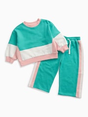 Μπλε - Φούτερ KIDLY by MORI Colorblock από απαλό βαμβάκι με φαρδιά μανίκια - Εικόνα 6 από 6