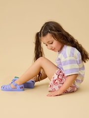 KIDLY by MORI Purple Striped Soft Cotton Oversized T-Shirt - Image 1 of 3