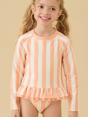 KIDLY by MORI Orange Frilled Long Sleeve Sunsafe Swimsuit - Image 3 of 3