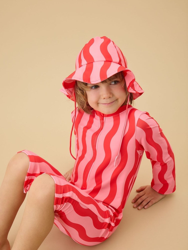 ピンク - KIDLY by MORI Front Zip Sunsafe Swimsuit - 画像 1 / 4 ピンク - KIDLY by MORI Front Zip Sunsafe Swimsuit - 画像 1 / 4