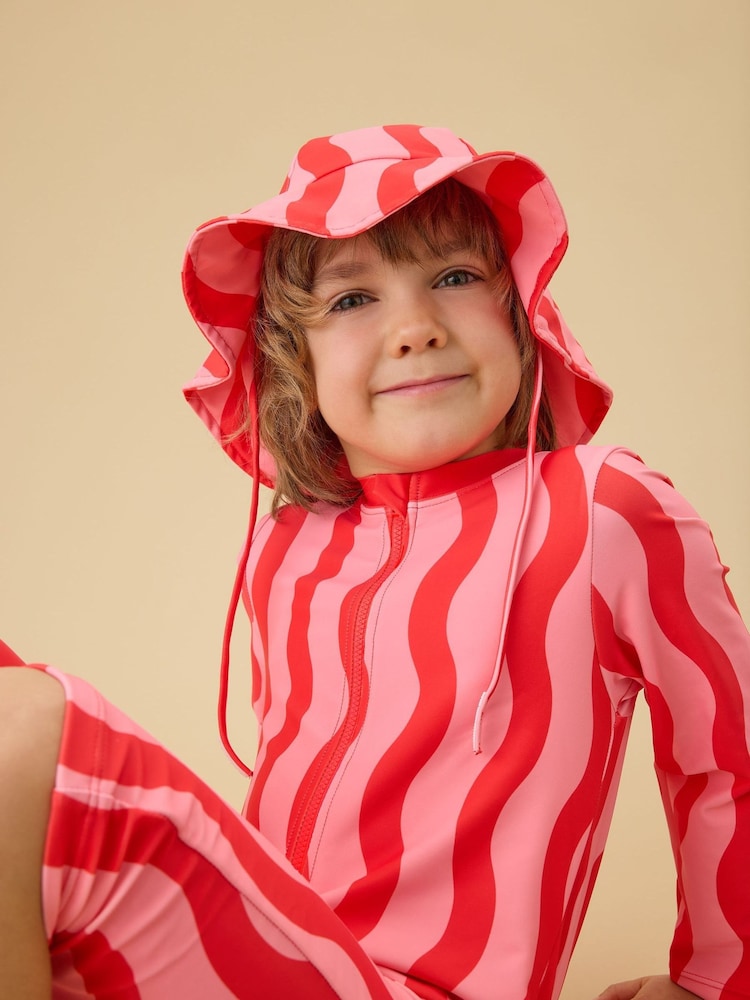 ピンク - KIDLY by MORI Front Zip Sunsafe Swimsuit - 画像 2 / 4 ピンク - KIDLY by MORI Front Zip Sunsafe Swimsuit - 画像 2 / 4