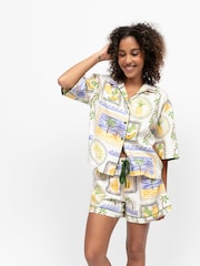 Cyberjammies Green Postcard Print Relaxed 3/4th Short Pyjamas Set - Image 2 of 4