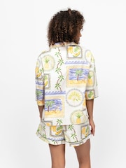 Cyberjammies Green Postcard Print Relaxed 3/4th Short Pyjamas Set - Image 3 of 4