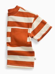 Πορτοκαλί - KIDLY by Mori Ριγέ απαλό βαμβακερό φαρδύ Κοντομάνικο μπλουζάκι - Εικόνα 1 από 2