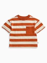 Πορτοκαλί - KIDLY by Mori Ριγέ απαλό βαμβακερό φαρδύ Κοντομάνικο μπλουζάκι - Εικόνα 2 από 2