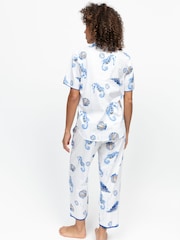Cyberjammies Blue Sea Horse Stripe Print Short Sleeve Pyjamas Set - Image 3 of 4