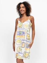 Cyberjammies Green Postcard Print Strappy Short Nightdress - Image 2 of 4