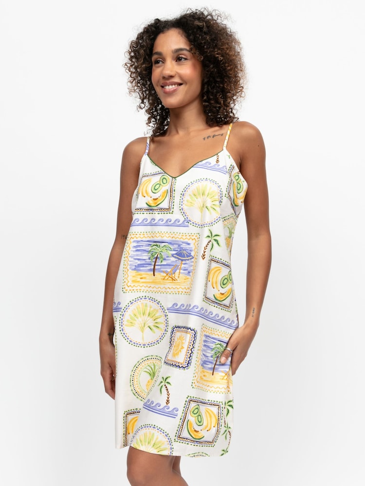 Cyberjammies Green Postcard Print Strappy Short Nightdress - Image 2 of 4