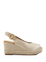 Pavers Gold Buckle Fastening Wedge Espadrilles - Image 1 of 5