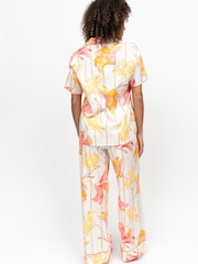 Cyberjammies Pink Floral Stripe Print Short Sleeve Pyjamas Set - Image 3 of 4