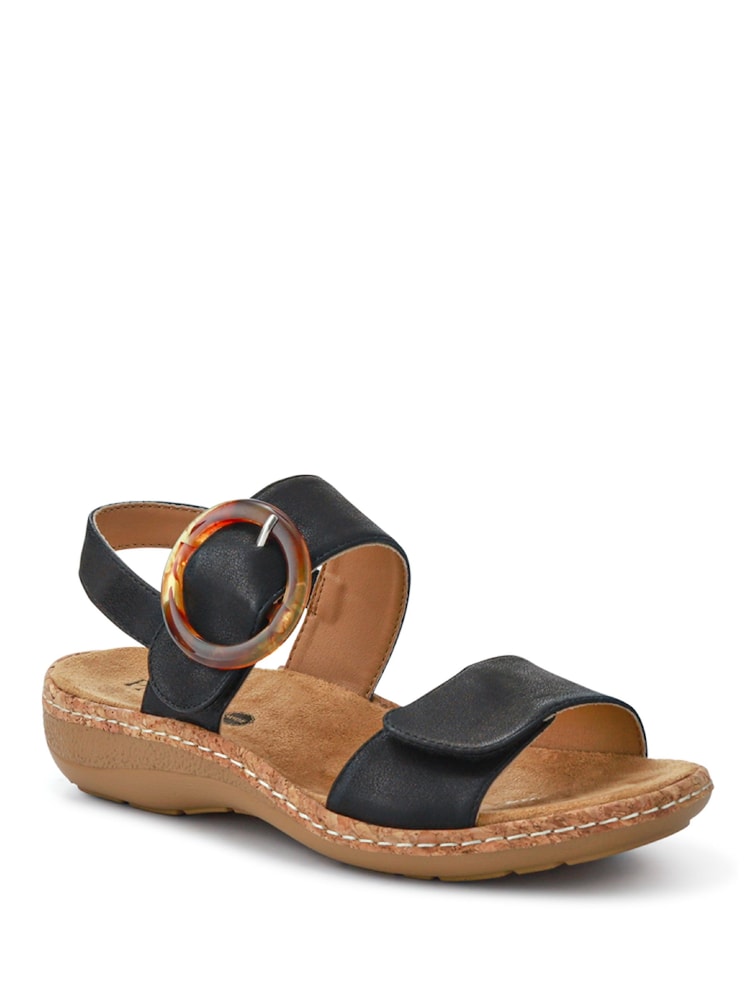 Pavers Black Wide Fit Touch-Fasten Sandals - Image 1 of 5