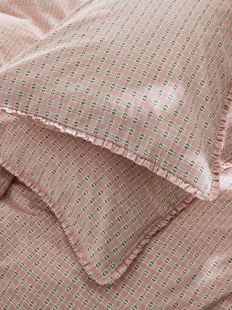 Laura Ashley Set of 2 Plaster Pink Cresswell Gingham Mini Frill Pillowcases - Image 2 of 4