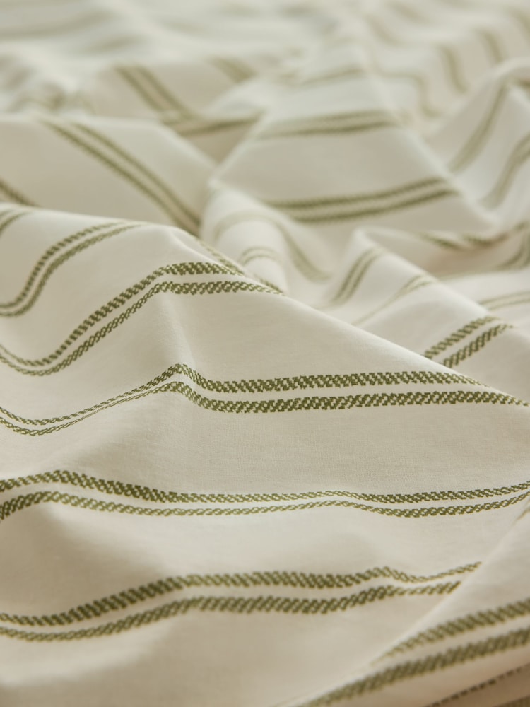 Laura Ashley Moss Green Henley Stripe Deep Fitted Sheet - Image 3 of 3