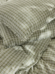 Laura Ashley Moss Green Cresswell Gingham Mini Frill 100% Cotton Duvet Cover and Pillowcase Set - Image 4 of 5