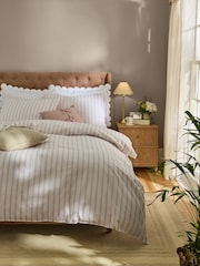 Laura Ashley Plaster Pink Henley Stripe 100% Cotton Duvet Cover and Pillowcase Set - Image 1 of 5