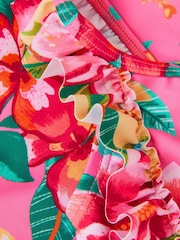 Monsoon Pink Baby Tropical Flower Frill Swimsuit - Image 3 of 3
