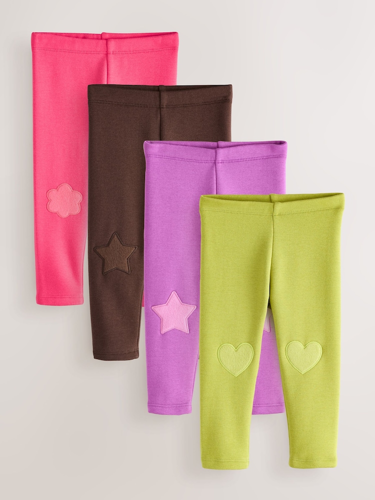 Pink/Purple/Brights Cosy Fleece Lined Leggings 4 Pack (3mths-7yrs) - Image 1 of 8
