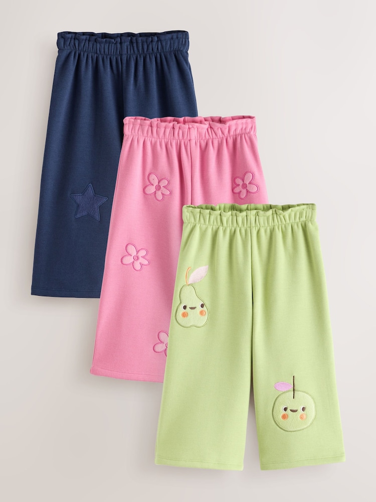 Navy/ Pink/ Green Cosy Barrel Trousers 3 Pack (3mths-7yrs) - Image 1 of 7
