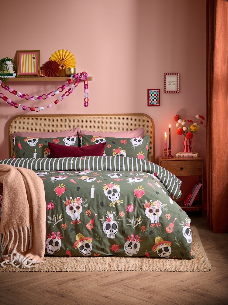 Furn Day of the Dead Tvåsidig Påslakan och Örngottset - Bild 1 av 4