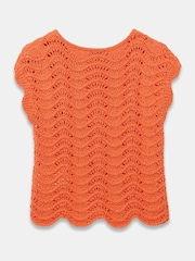 Portocaliu - Mint Velvet Metallic Crochet Knit Top - Imaginea 4 din 4