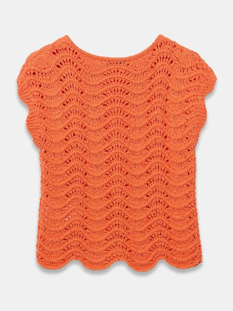 Portocaliu - Mint Velvet Metallic Crochet Knit Top - Imaginea 4 din 4