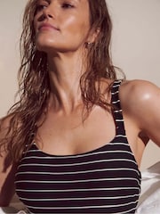 JD Williams Black Anthology Hidden Wire Scoop Striped Swimsuit - Image 4 of 4