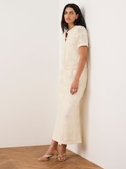 Mint Velvet Natural Sequin Floral Crochet Midi Skirt - Image 3 of 7