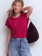 Boden Red Willow Broderie T-Shirt - Image 4 of 5