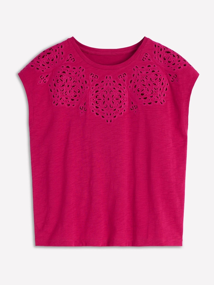 Boden Red Willow Broderie T-Shirt - Image 5 of 5