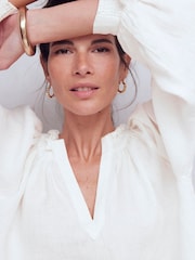 Boden Serena Pleat Neck Linen Top - 画像 2 / 5