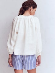 Boden Serena Pleat Neck Linen Top - 画像 3 / 5
