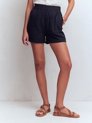 Boden Blue Pull-on Double Cloth Shorts - Image 4 of 6