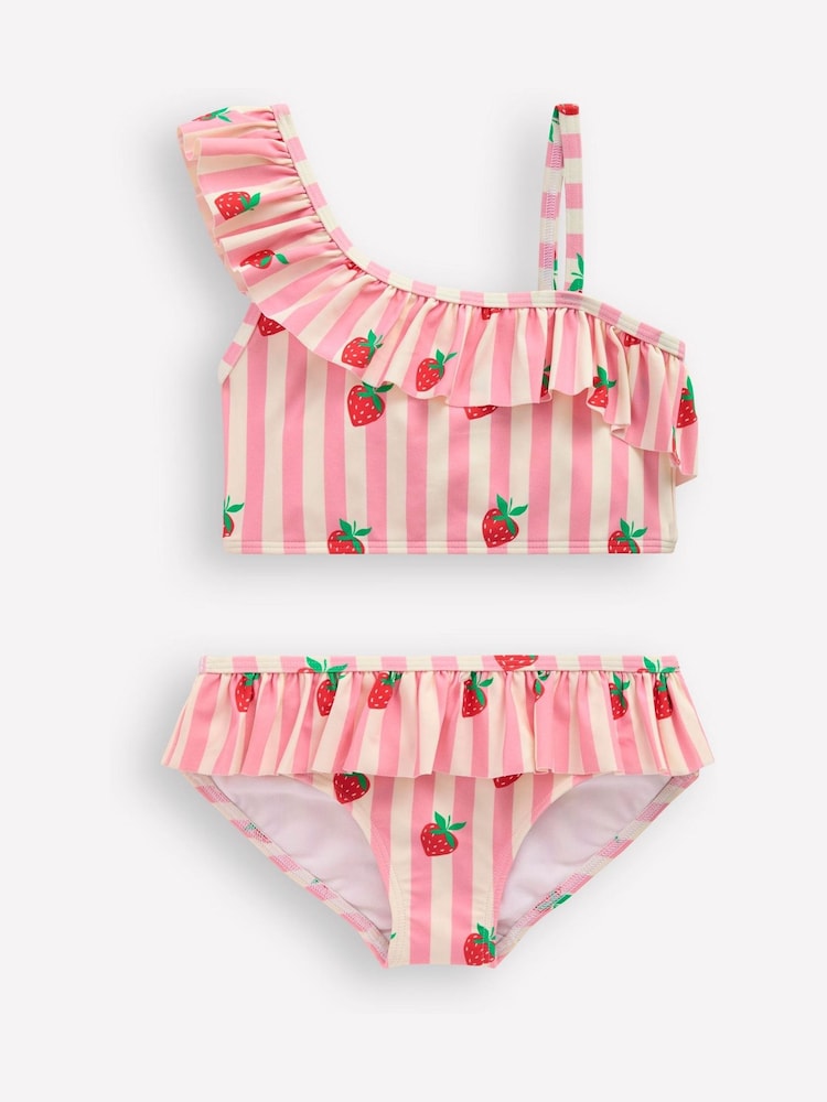Boden Pink One Shoulder Frill Bikini Set - Image 1 of 3