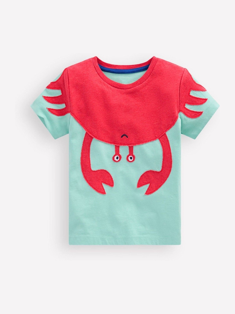 Boden Blue Short Sleeve Fun Appliqué T-Shirt - Image 1 of 3