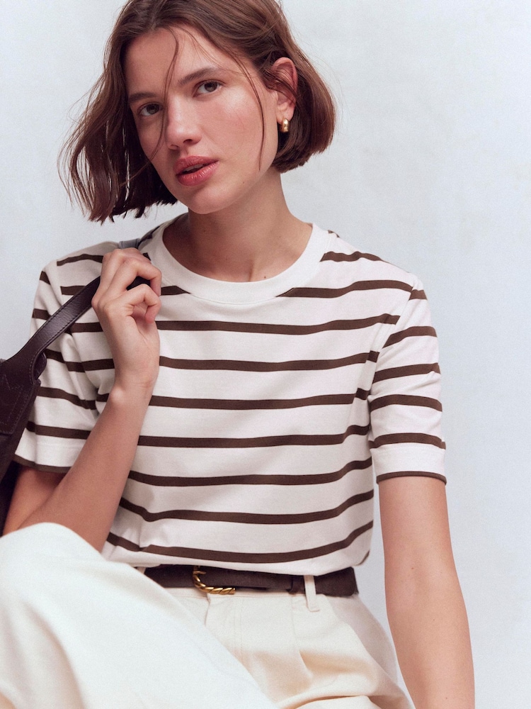 Boden Cream Relaxed Cotton T-Shirt - Image 1 of 6